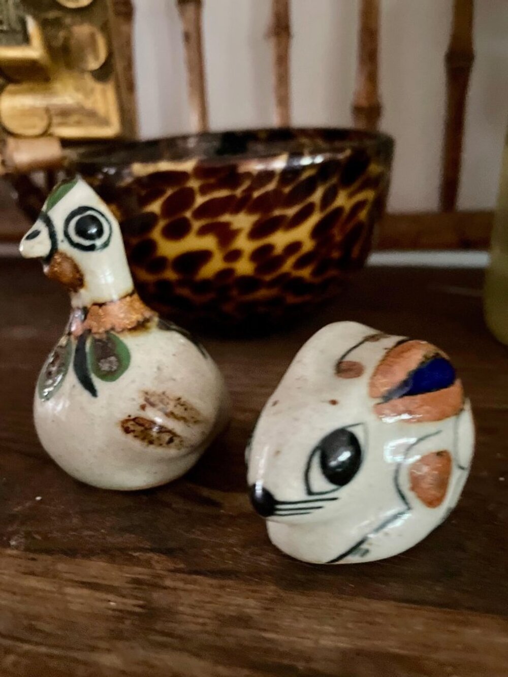 Vintage Studio Pottery Bird & Bunny Figurine Pair